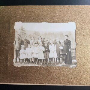 Vintage Black White Photo - Antique Group Portrait Poultney Vt Rood Photography
